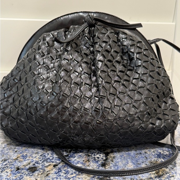 Sharif Black Faux Leather Textured Shoulder Bag
